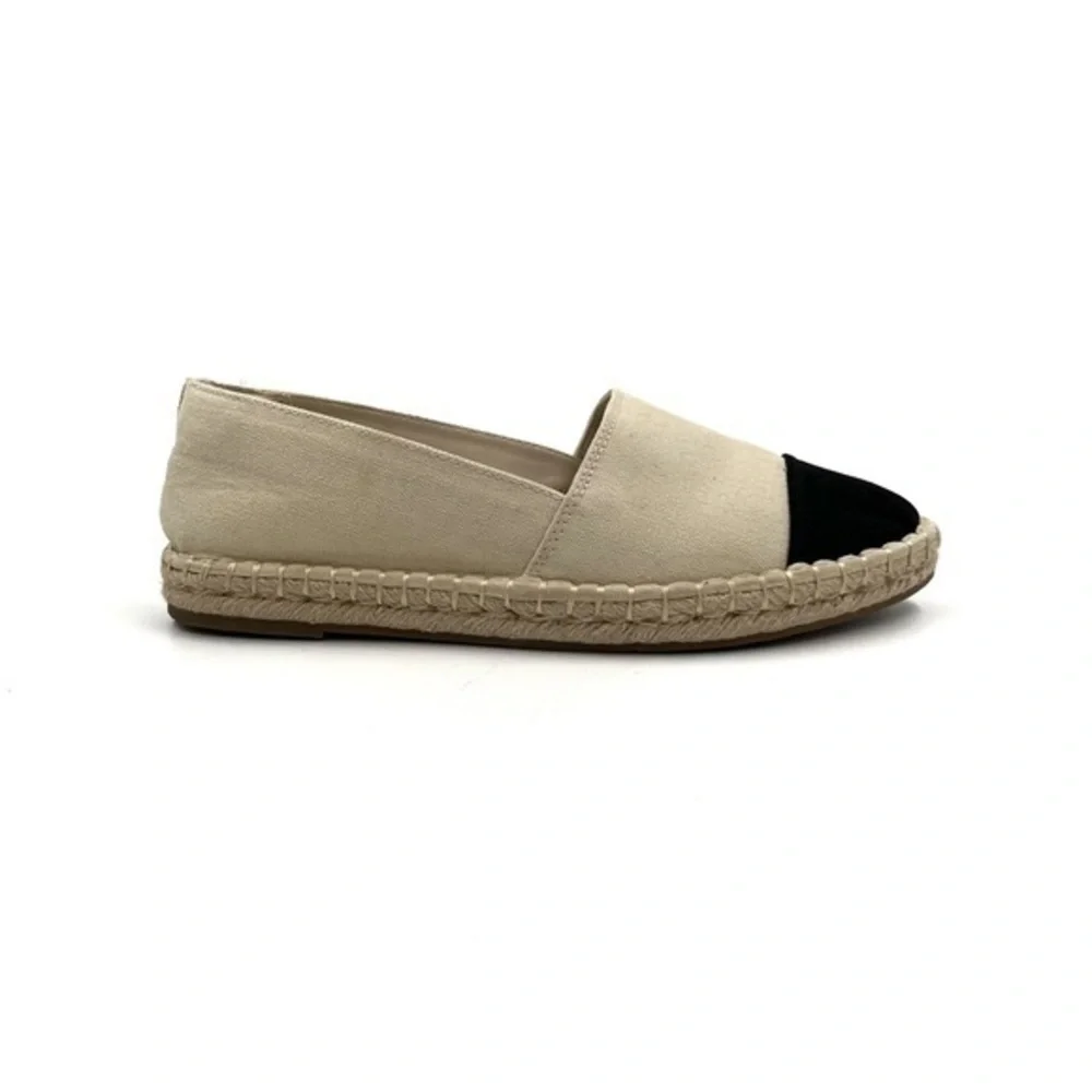 A New Day Maggie Black Toe Cream Espadrille Flats Size 8.5